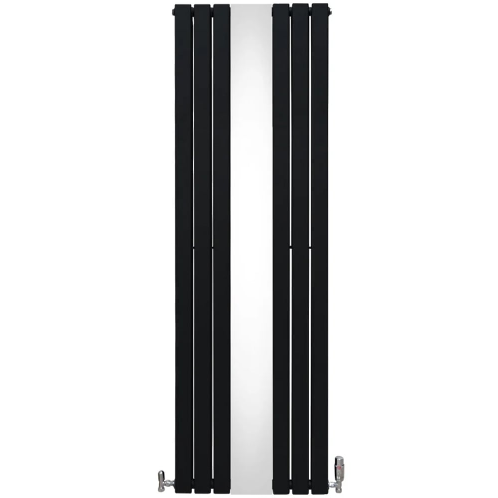Monster Shop 8092BTU Black Flat Panel Mirror Radiator with Valves 1800 x 565mm Image 1