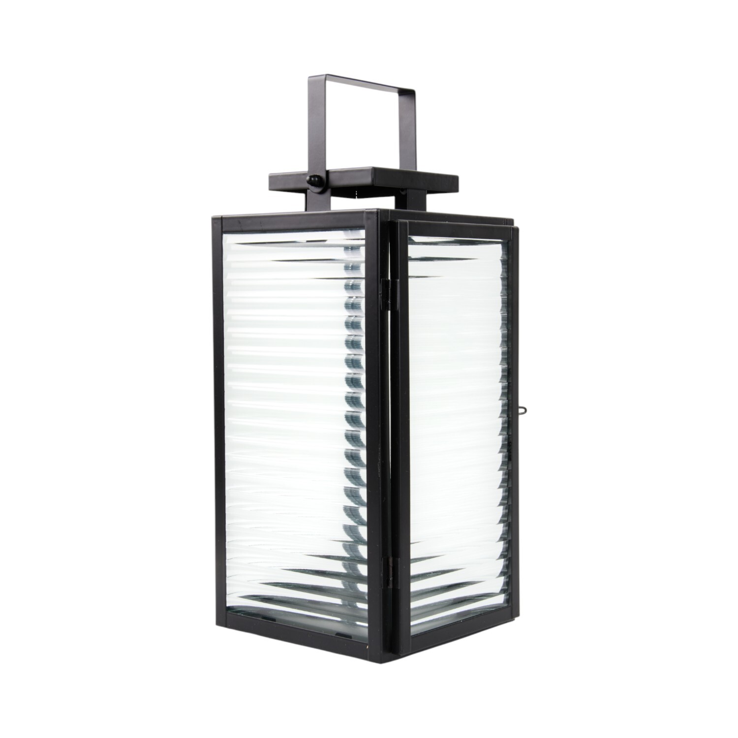 Ribbed Glass Lantern Black Image 3