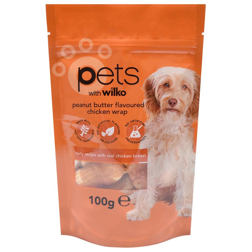 Wilko Peanut Butter Wrap with Chicken Dog Treats 100g Image 1