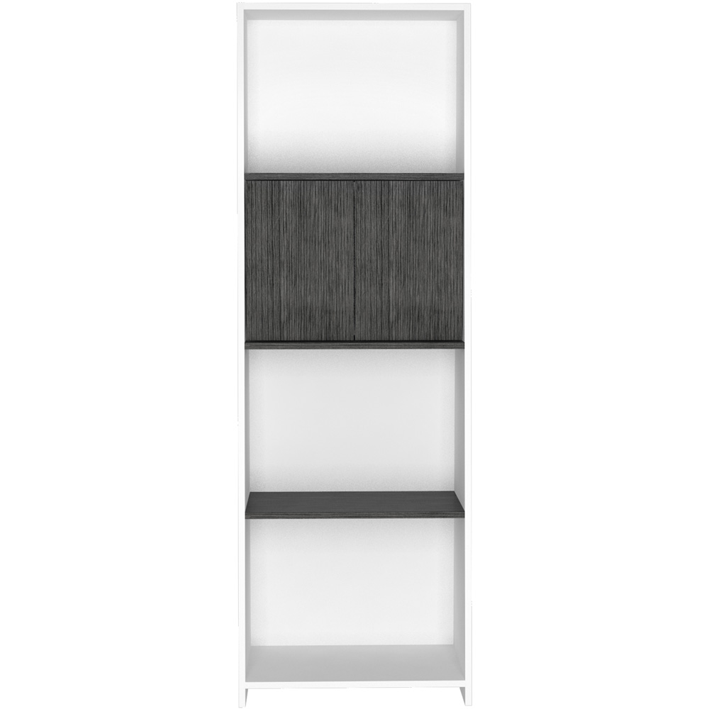 Dallas 2 Door 4 Shelf White and Carbon Grey Bookcase Image 2