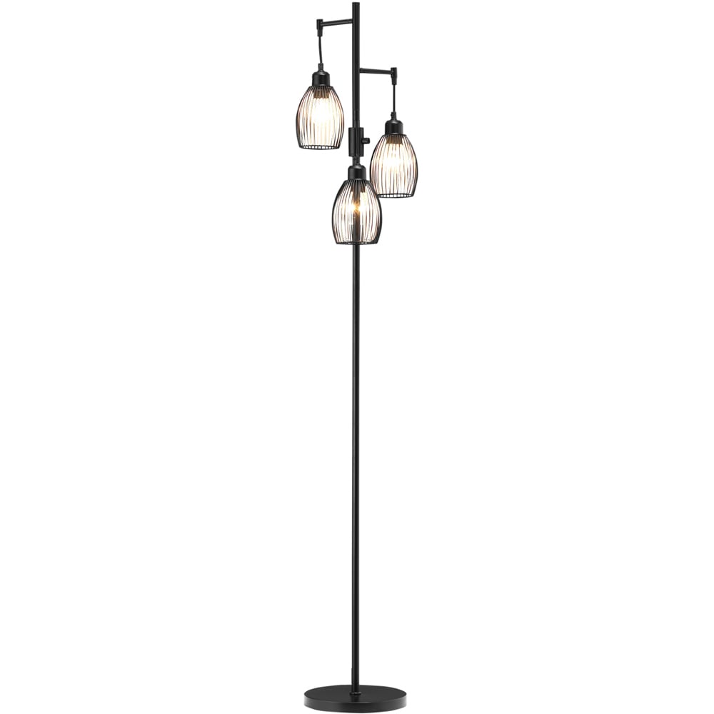 Portland Black 3 Light Industrial Floor Lamp Image 1