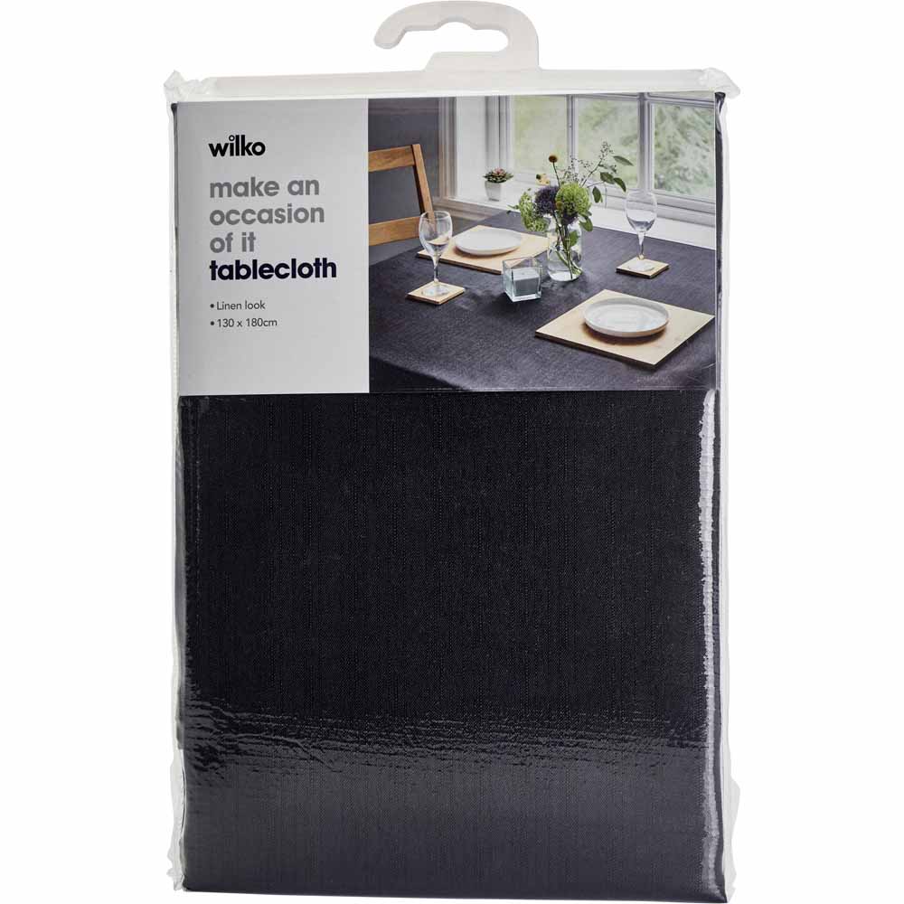 Wilko Tablecloth Black 130 x 180cm Image 1