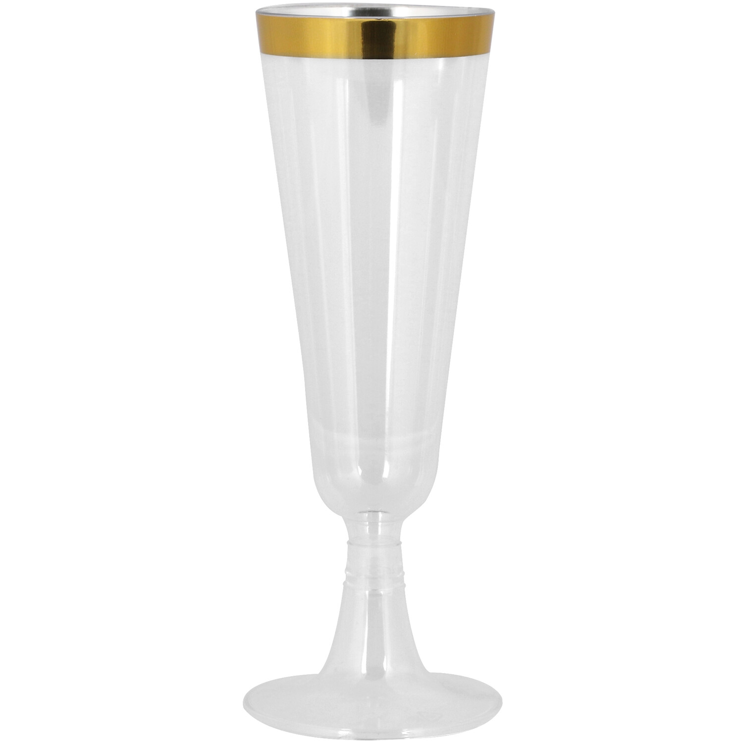 Pack of 8 Gold Rim Champagne Glasses - Gold Image 2