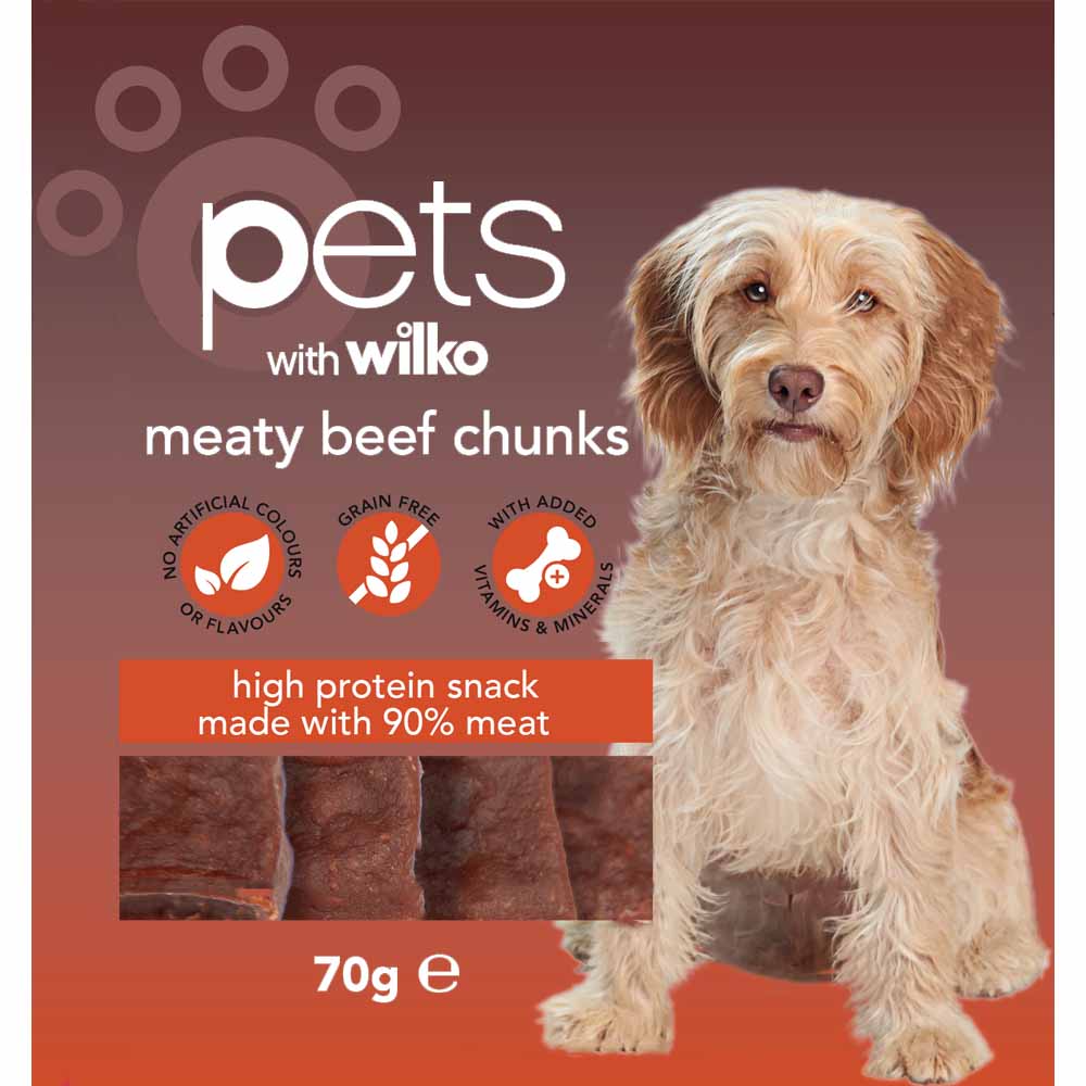 Wilko Meaty Beef Chunks Dog Treats 70g Image 1