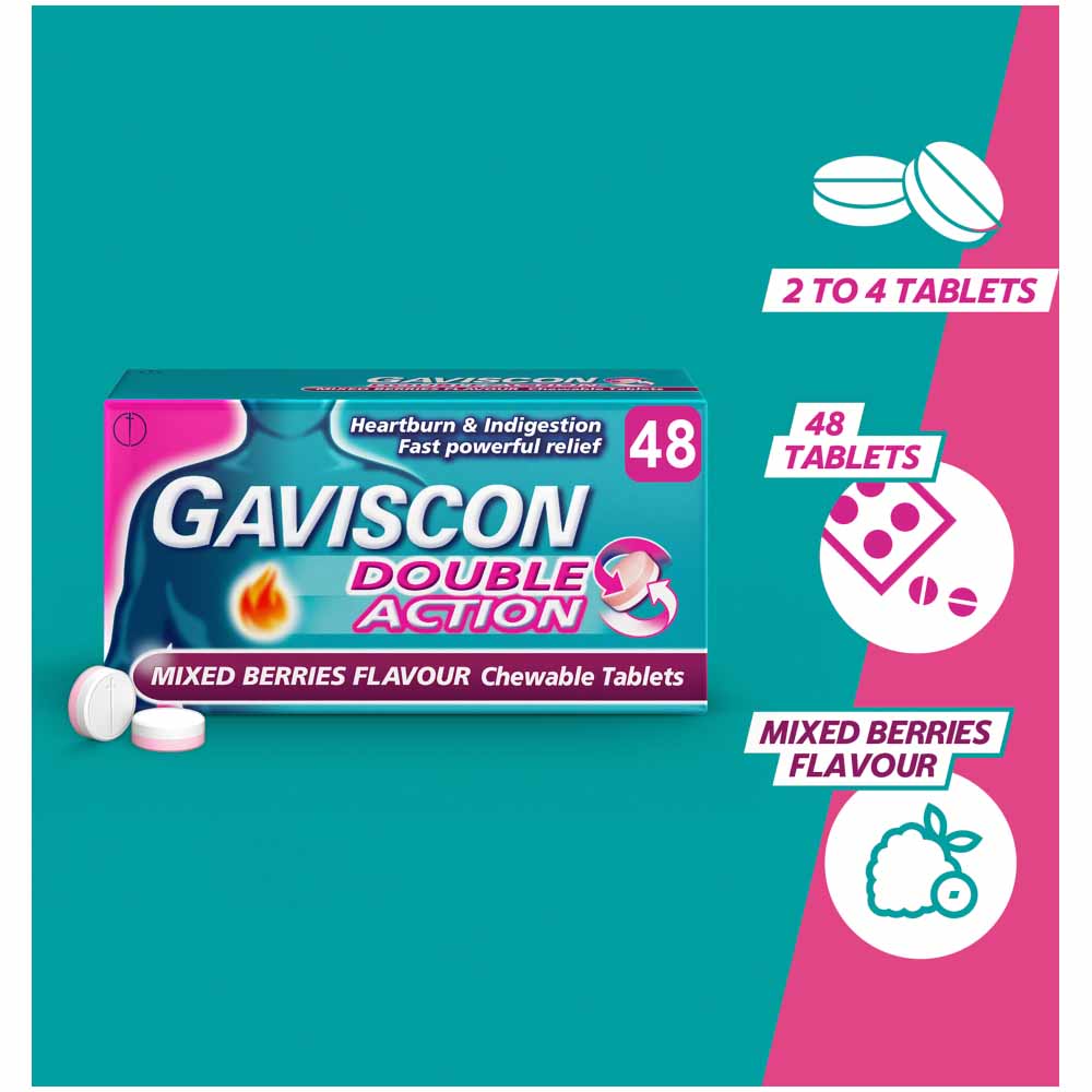Gaviscon Double Action Mixed Berries 48pk Wilko