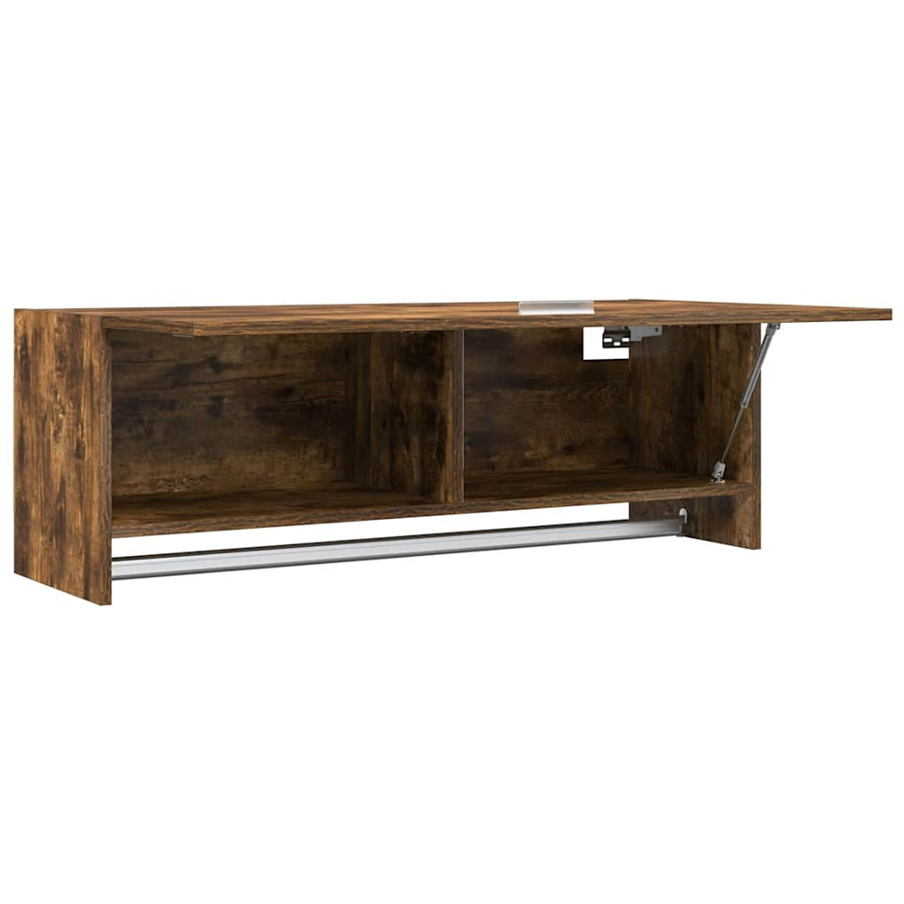 vidaXL Single Flap Door Smoked Oak Wardrobe with Hanger Bar Image 4