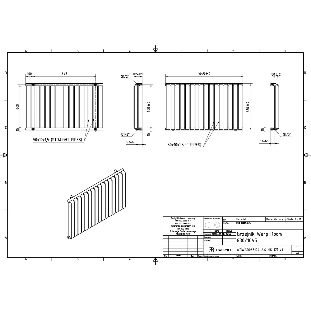 Terma Warp Room 3945 BTU Matt White Radiator 630 x 1045mm Image 9