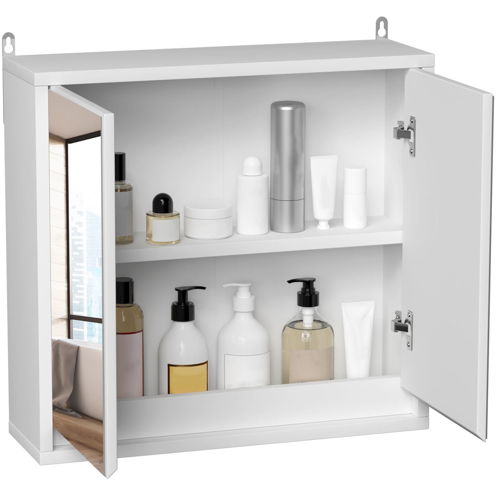 HOMCOM White Wall Mounted Mirror Bathroom Cabinet Image 3