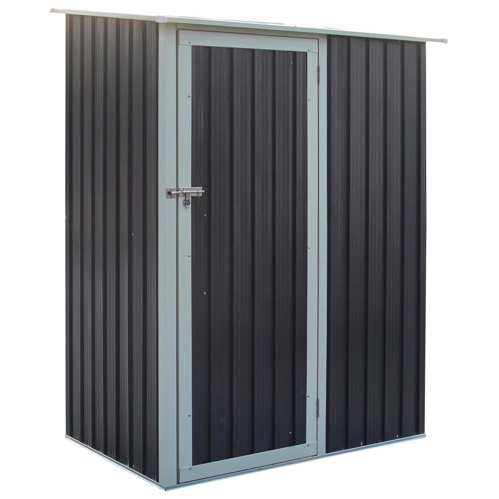 Rowlinson 5 x 3ft Dark Grey Trentvale Pent Metal Garden Shed Image 1
