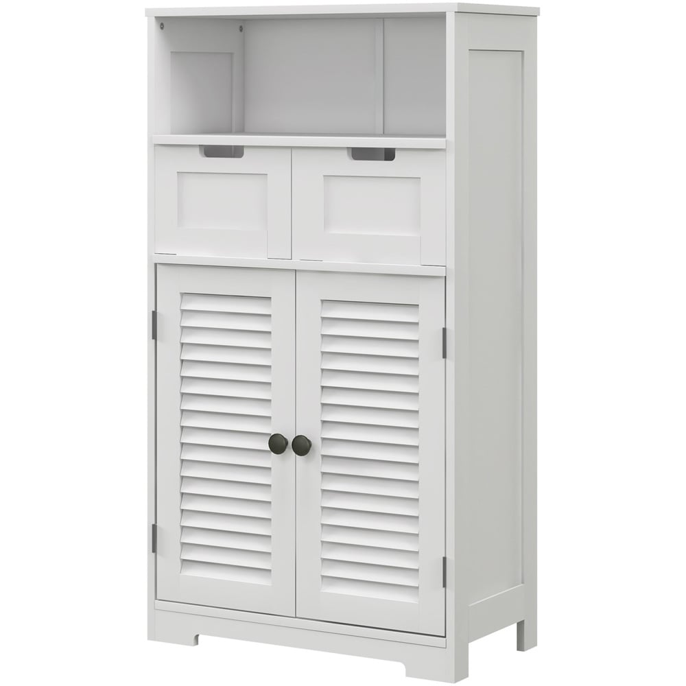 Portland White 2 Door 2 Drawer Bathroom Floor Cabinet Image 3