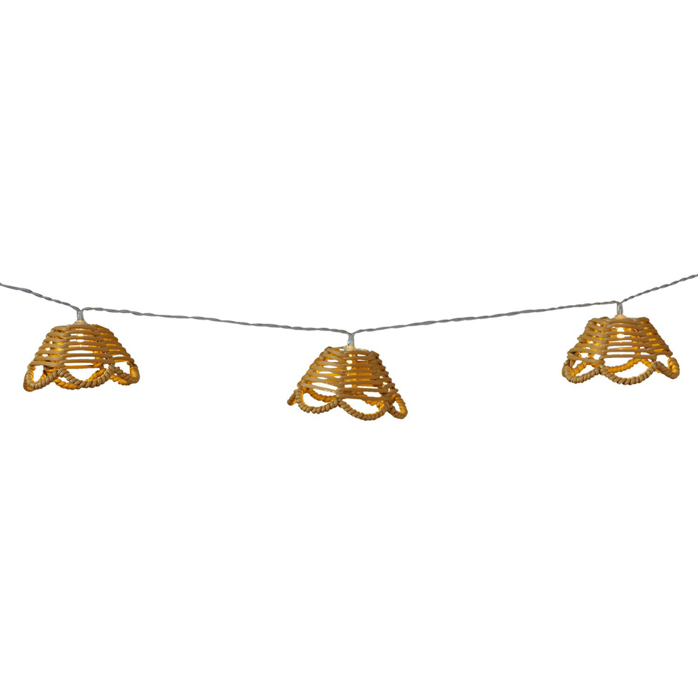 String Light Wicker Brown 10 LED Wicker Flower Solar String Light | Wilko