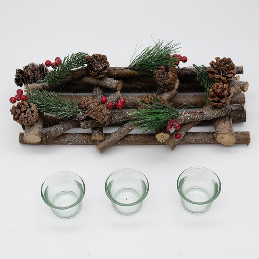 Marco Paul Wooden Branch Triple Tea Table Light Christmas Decoration Ornament Image 4