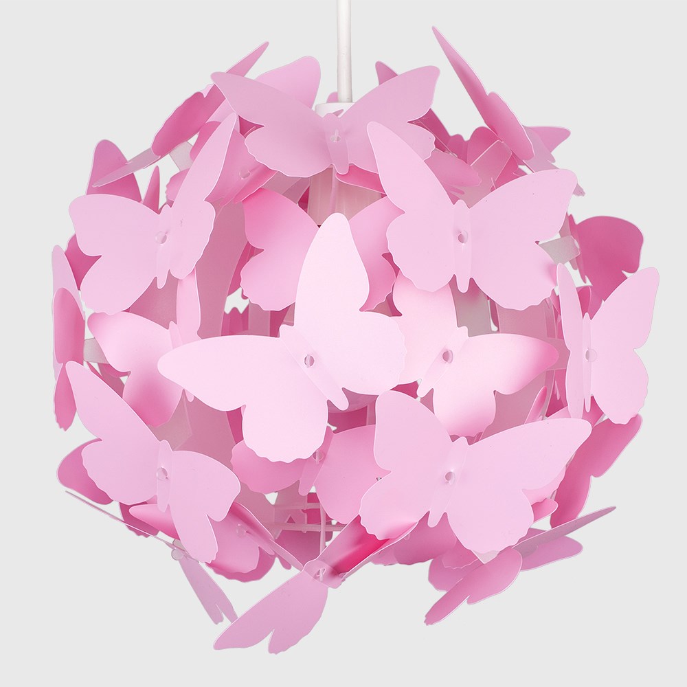 ValueLights Pink Multicolour Butterfly Ball Pendant Shade Image 4