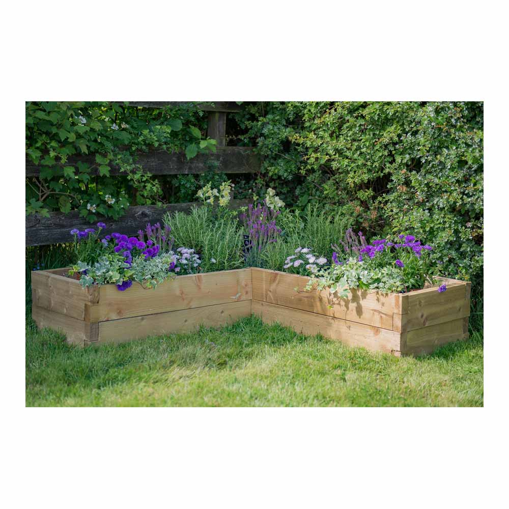 Forest Garden Timber Outdoor Caledonian Corner Raised Planter Bed Image 2