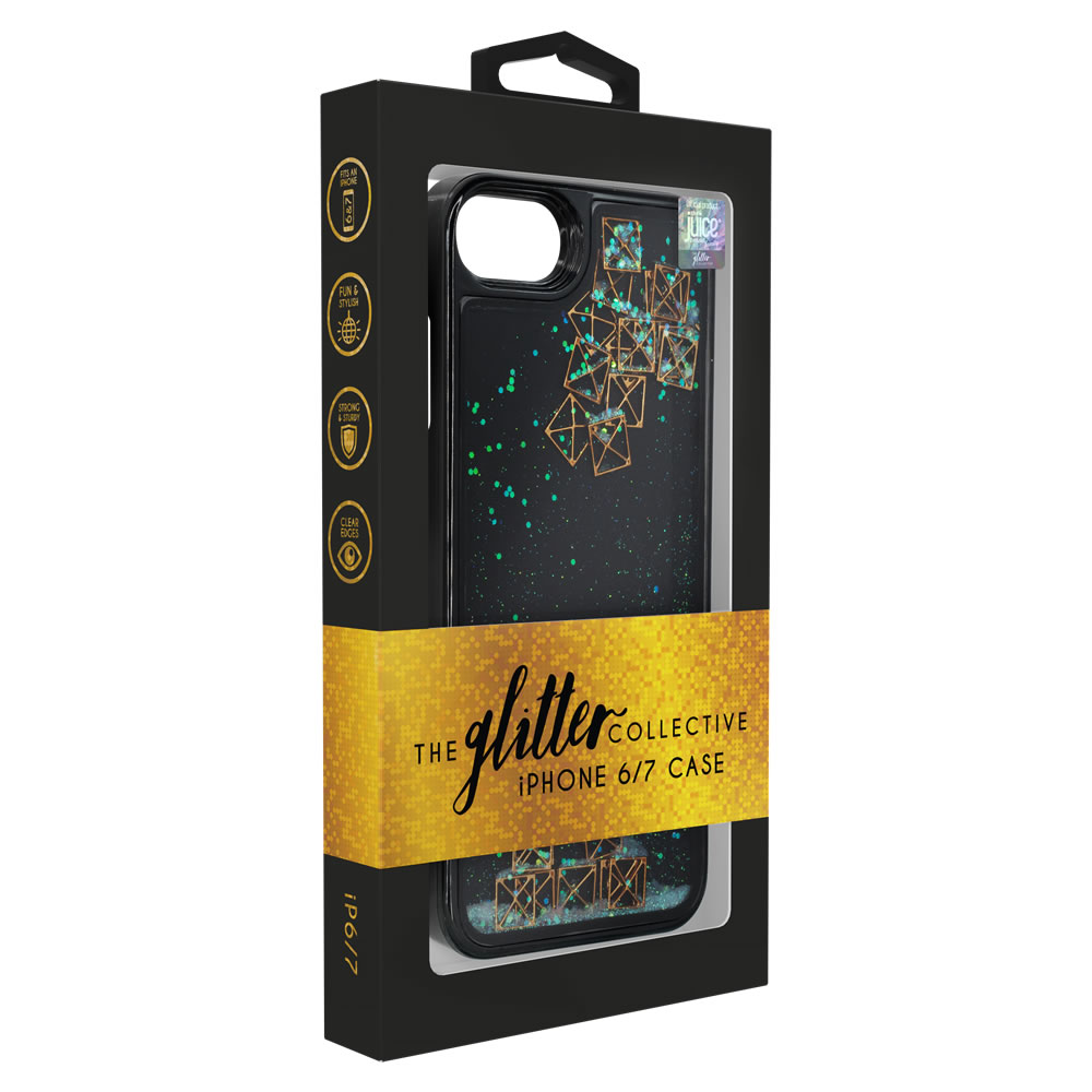 Juice Green and Gold Squares Glitter Collective Phone Case Suitable for iPhone 6/7 Image