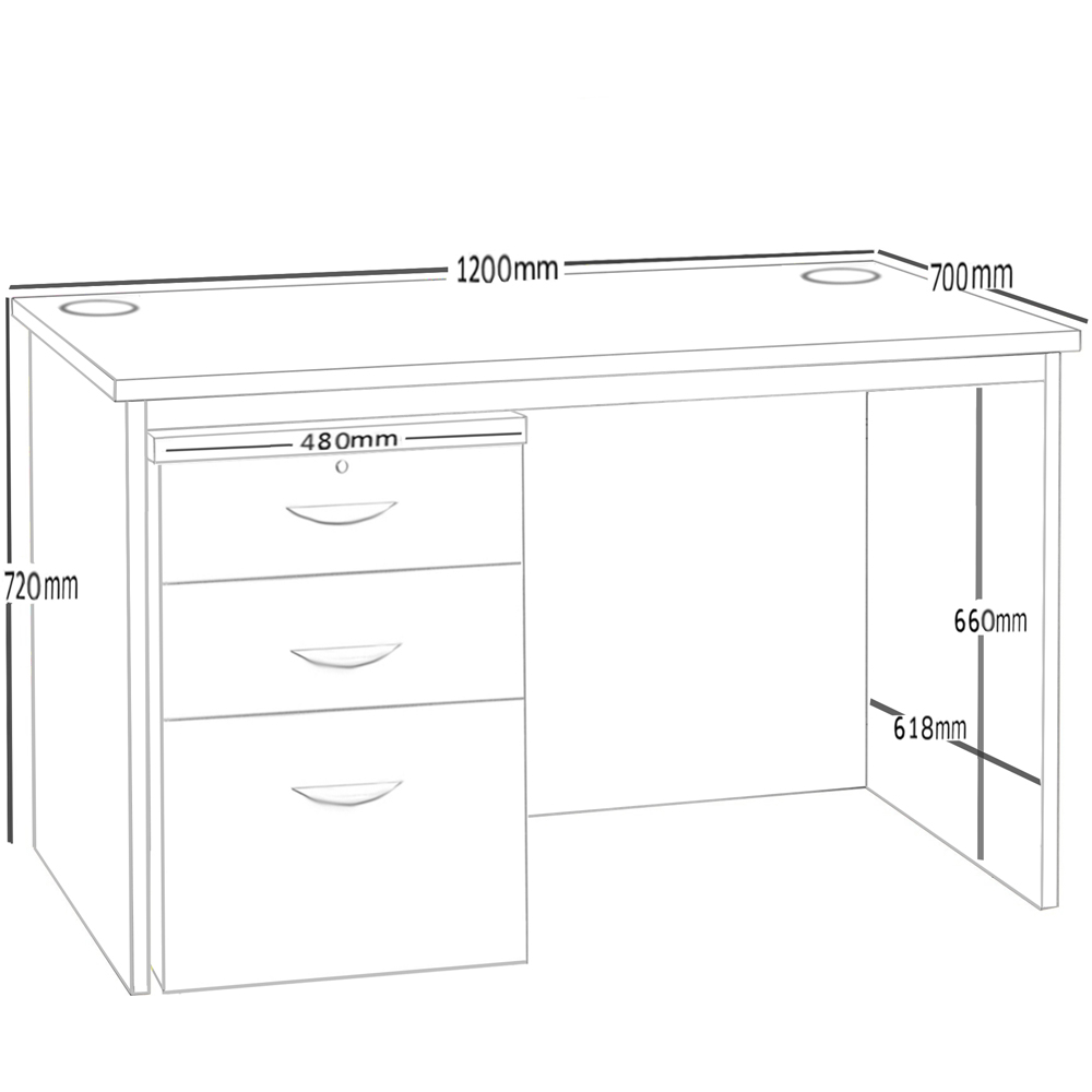 R White Cabinets 3 Drawer Home Office Desk with Hutch Brown Image 5