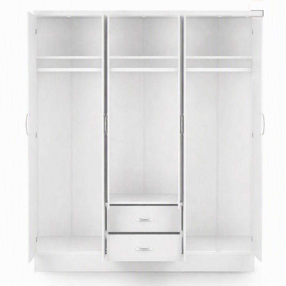 TJ'S Venice 6 Door 2 Drawer White Wardrobe Image 3