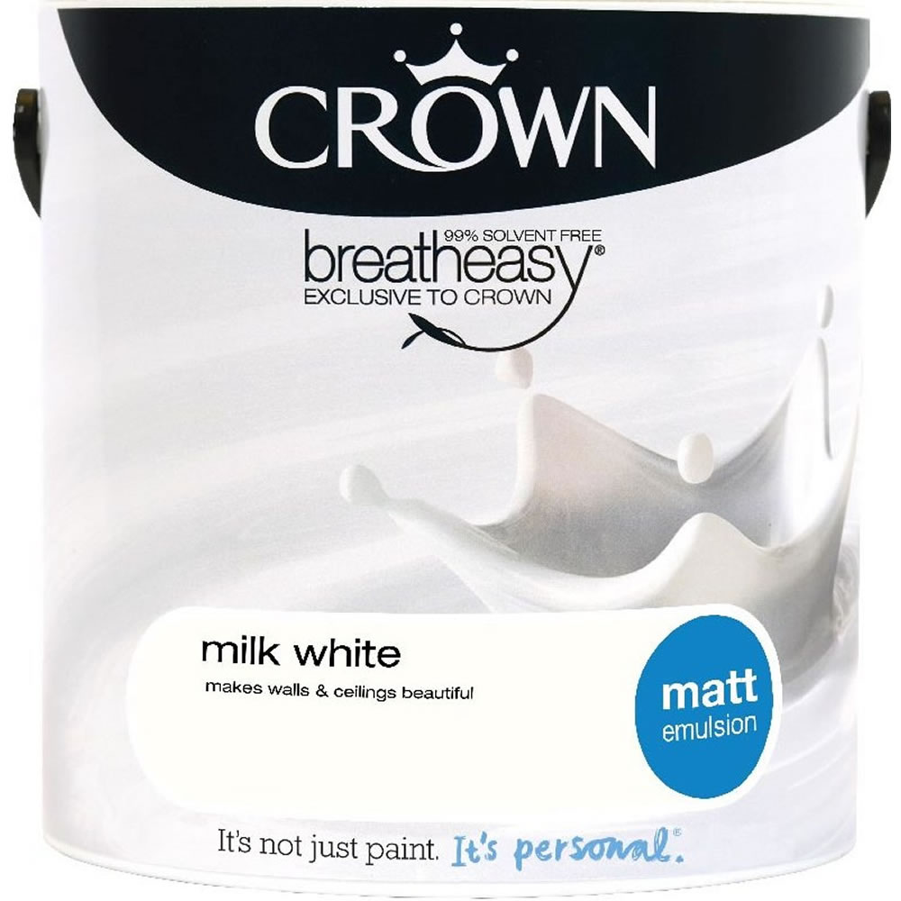Crown Milk White Matt Emulsion Paint 2.5L Image 1