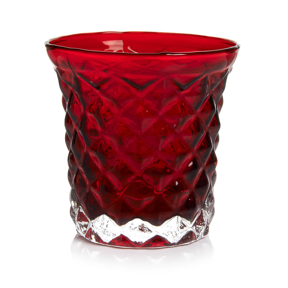 Wilko Glass Tealight Holder Decorative Sahara Collection Red Image
