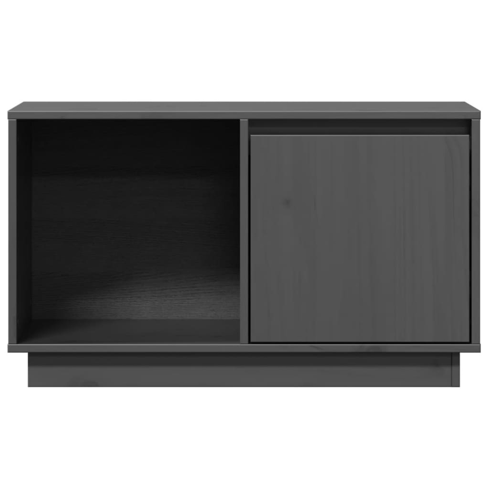 vidaXL Single Door Single Shelf Grey Solid Pine Wood TV Cabinet Image 4