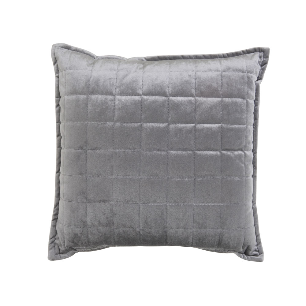 Wilko Quilted Cushion Silver 43 x 43cm Image 1