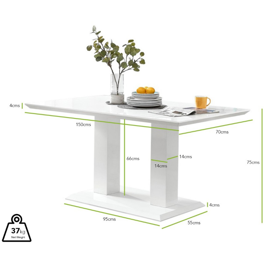 Furniturebox Molini Solara 6 Seater Dining Set White High Gloss and Elephant Grey and Gold Image 8