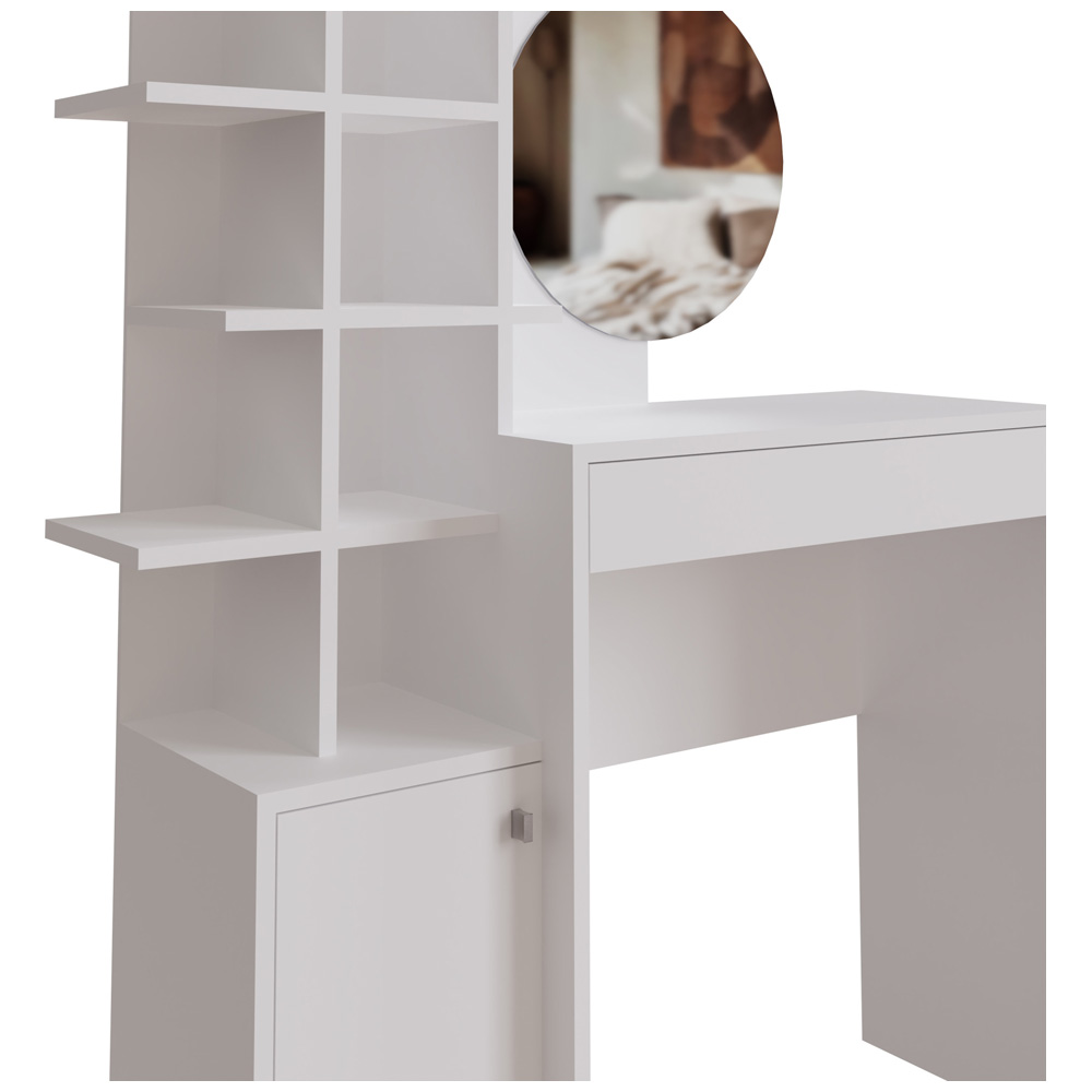 GFW Freyja Single Door Single Drawer White Dressing Table with Mirror Image 6