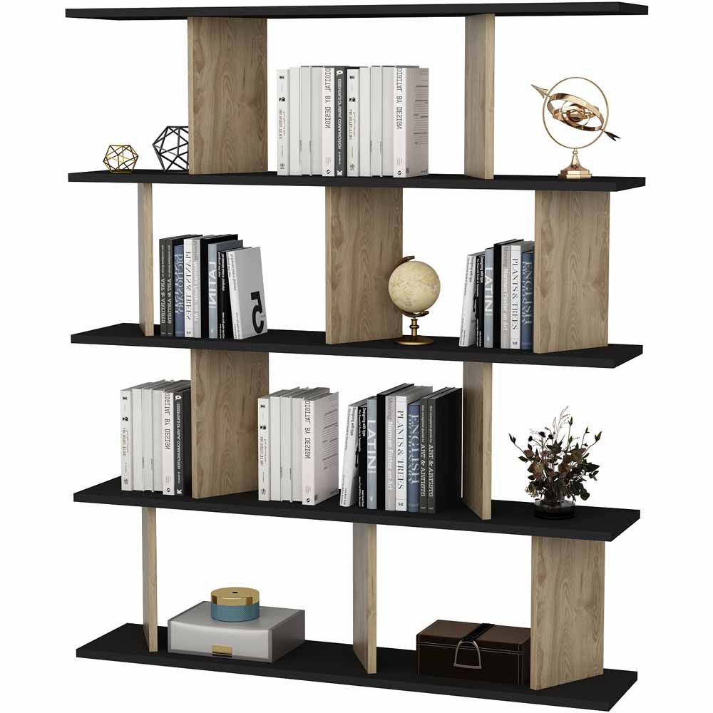 Decorotika Grace 10 Shelf Black and Oud Oak Bookcase Image 4