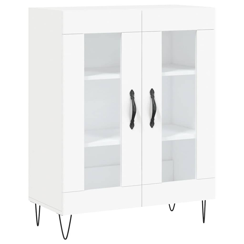 vidaXL 2 Glass Door 3 Shelf White Highboard Image 7