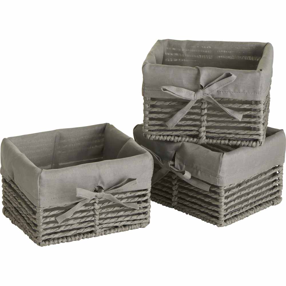 Wilko Grey Paper Rope Baskets 5 Pack Image 5