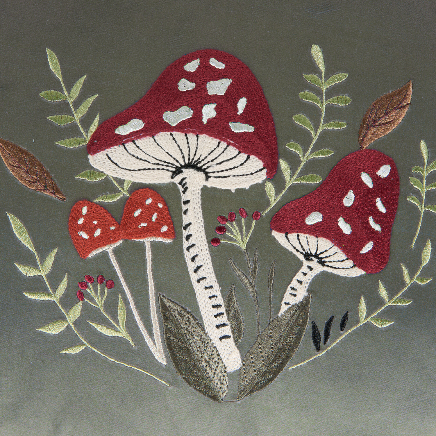 Briar Embroidered Cushion Green Image 2