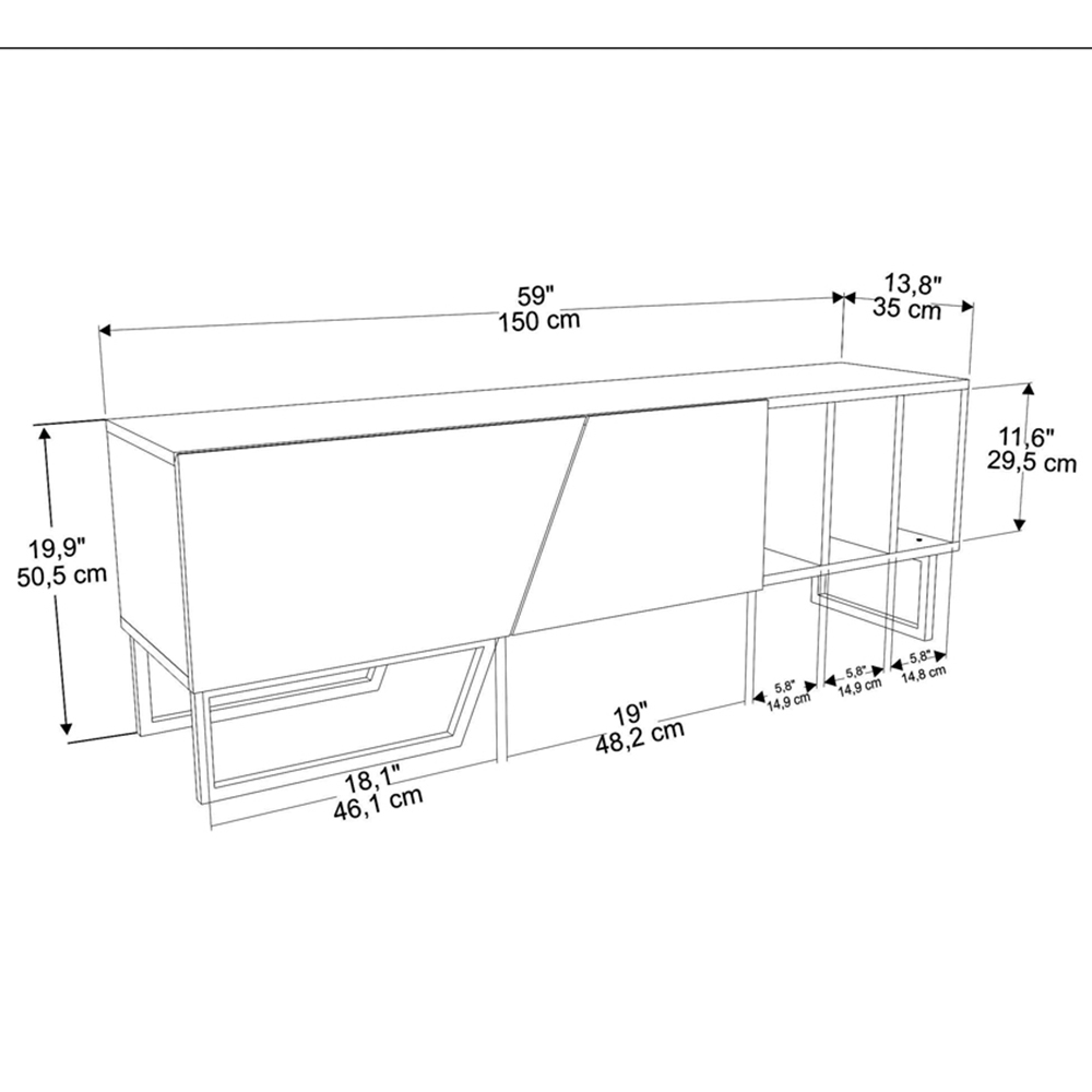 Decorotika Linossa 3 Shelf Black and Oud Marble TV Unit Image 7