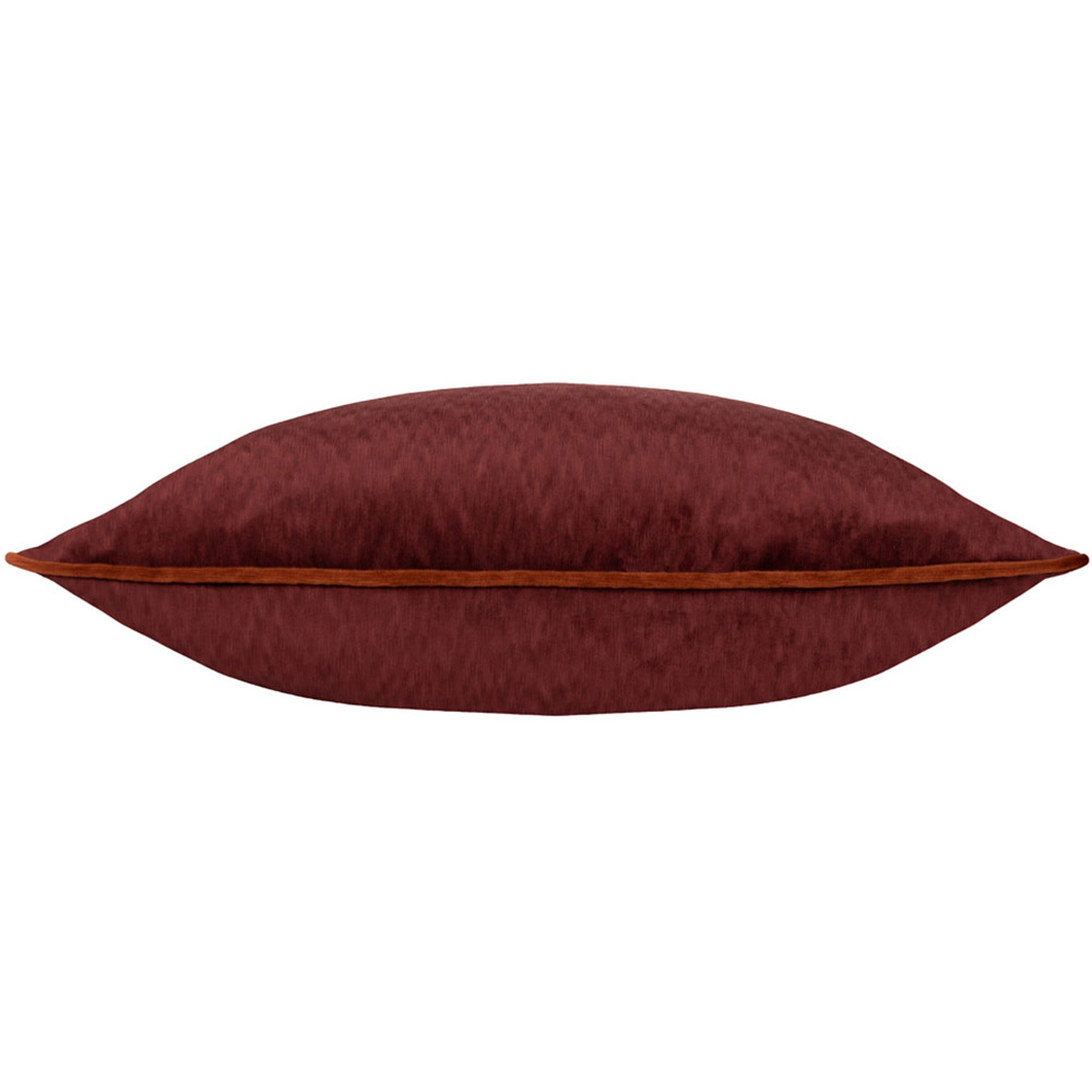Paoletti Torto Marsala Red and Russet Velvet Touch Piped Cushion Image 2