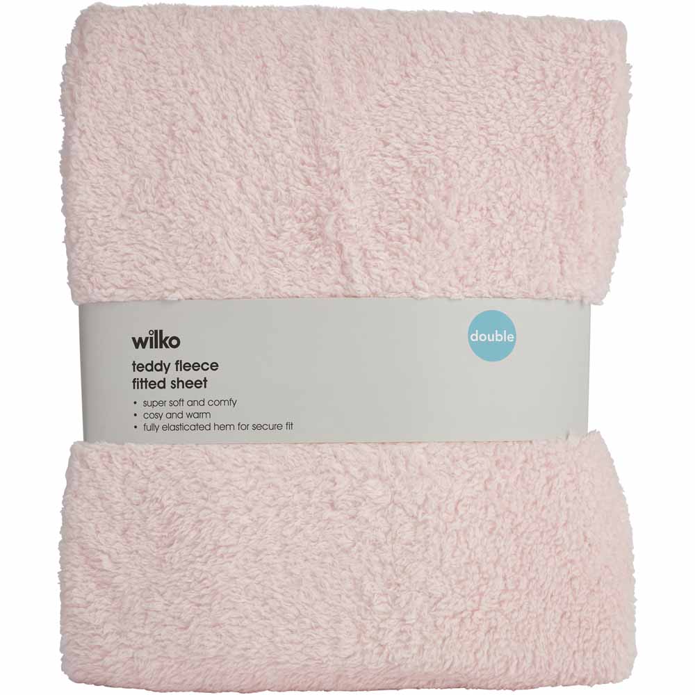 Wilko Double Blush Soft Teddy Fitted Sheet Image 4