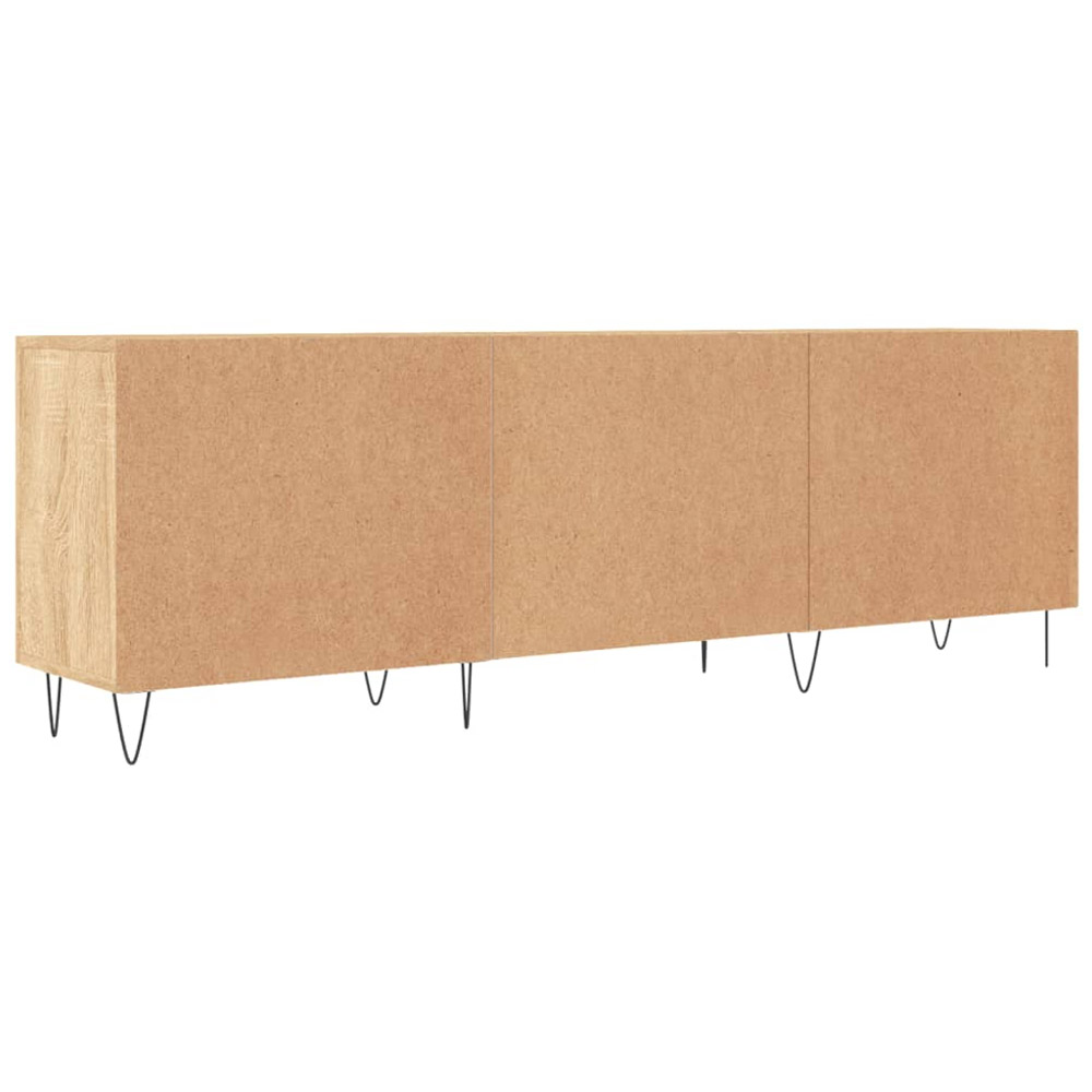vidaXL 2 Door 2 Open Shelf Sonoma Oak TV Cabinet with Black Metal Legs Image 7