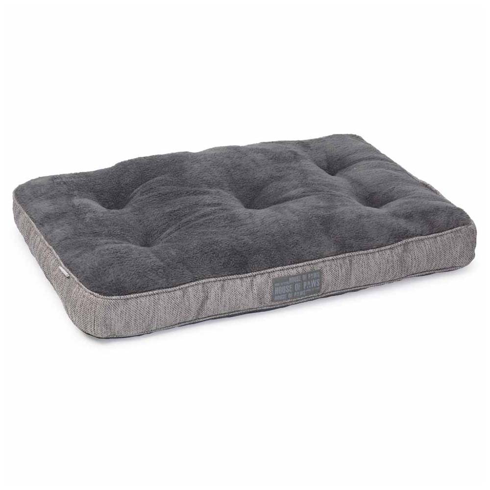 House Of Paws Grey Hessian Boxed Duvet Dog Bed Lrg Image 1