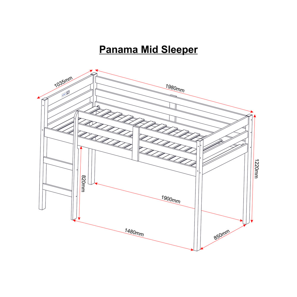 Panama Grey Mid Sleeper Single Bed Image 2