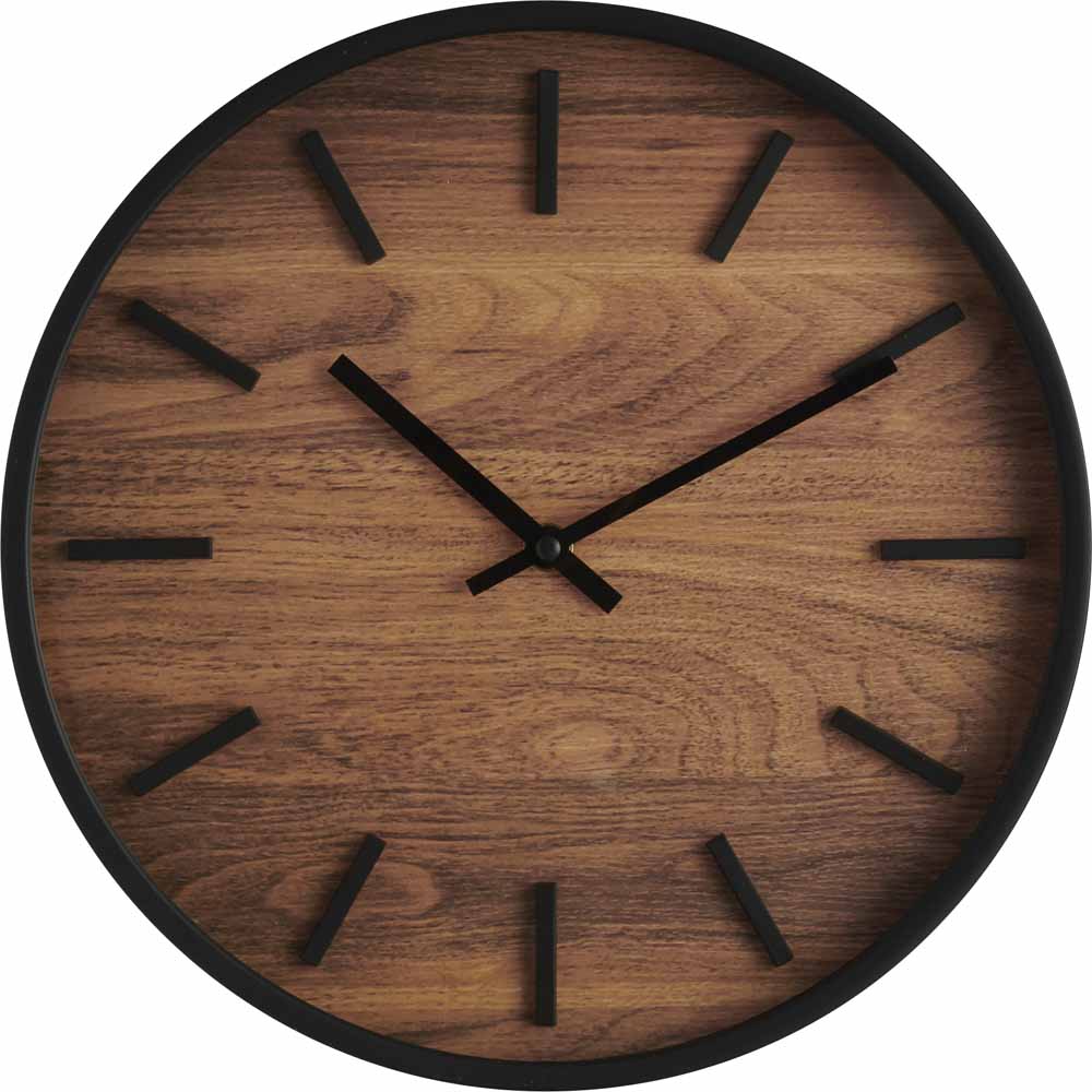Wilko Dark Wood Clock Wilko