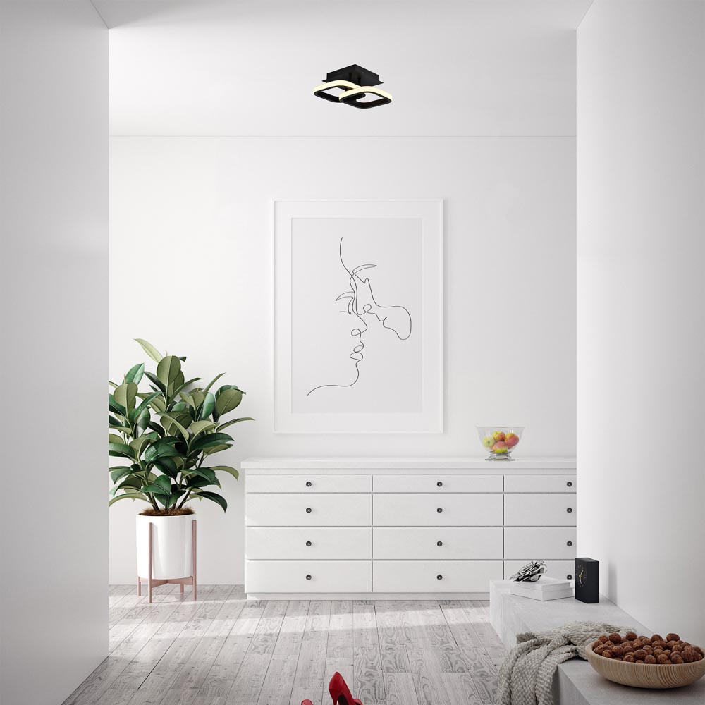 Happy Homewares Double Head Matt Black LED Ceiling Light Image 2