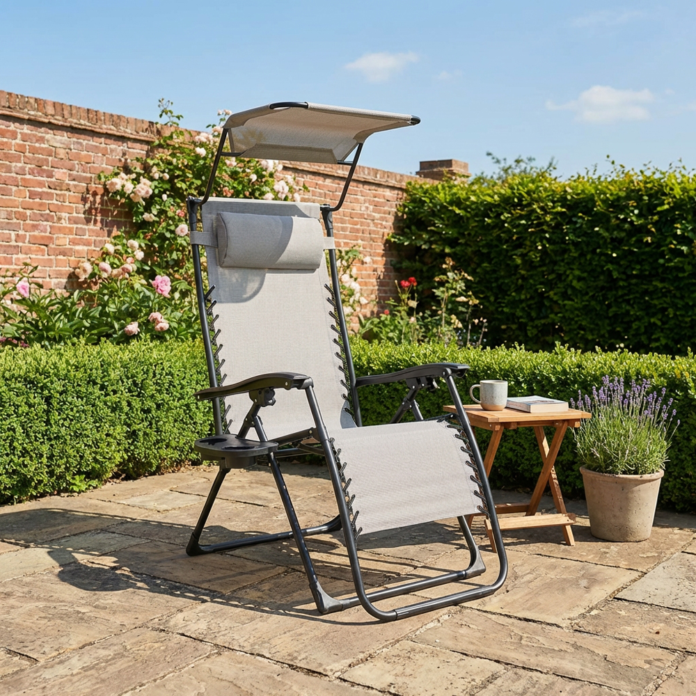 Zero Gravity Chair Canopy and Cup Holder - Grey Image 9