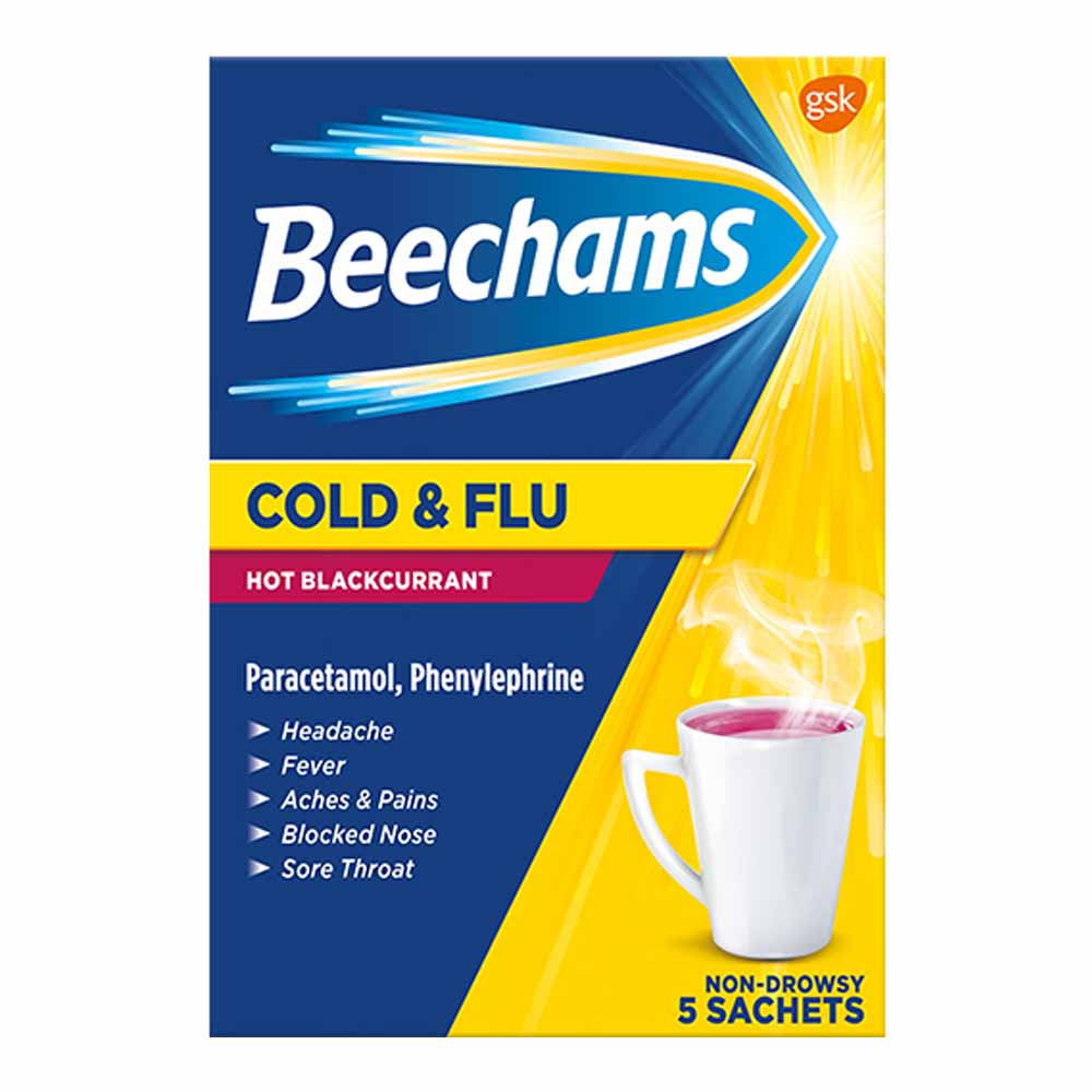 Beechams Cold and Flu Blackcurrant Powder 5 Pack Image