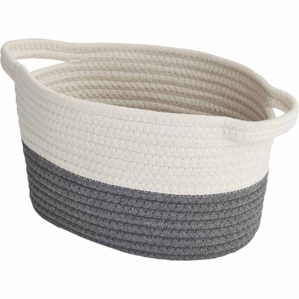 Wilko Grey / White Rope Basket Small Image 1