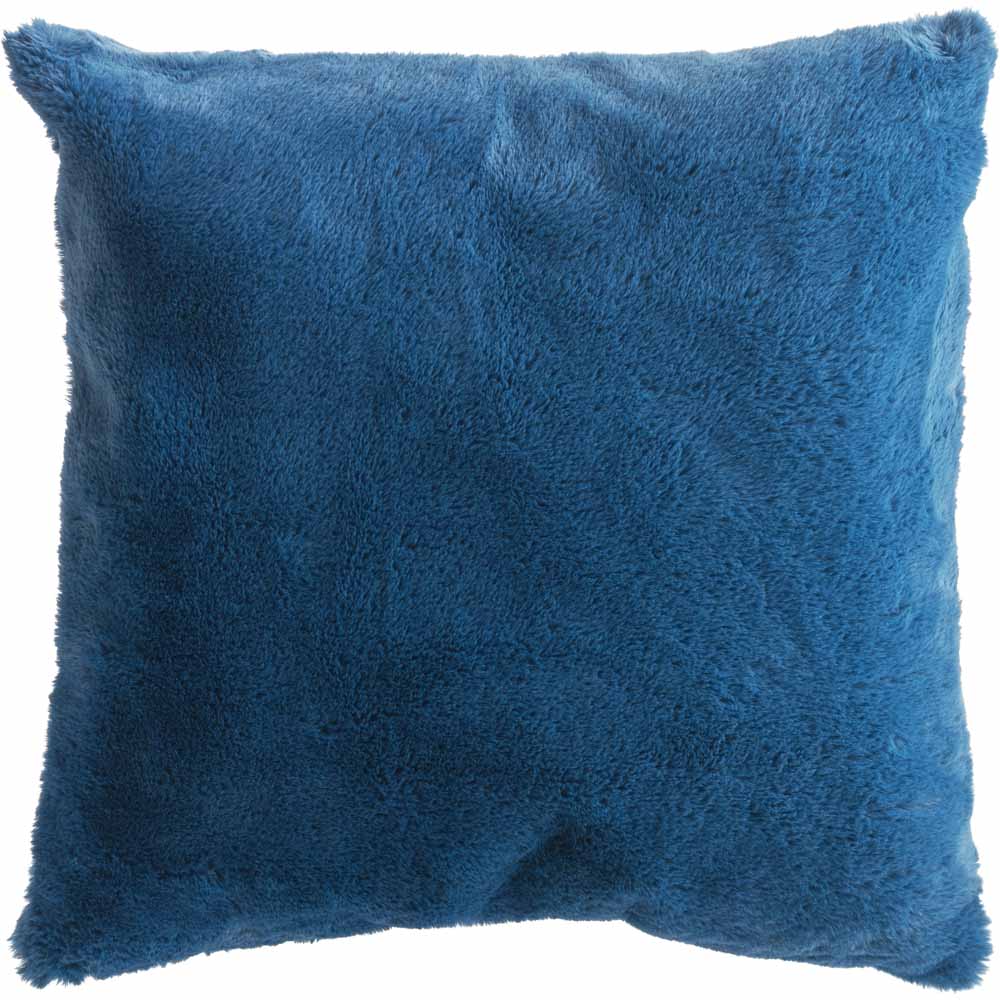 Wilko Teal Faux Fur Cushion 55 x 55cm Image 1