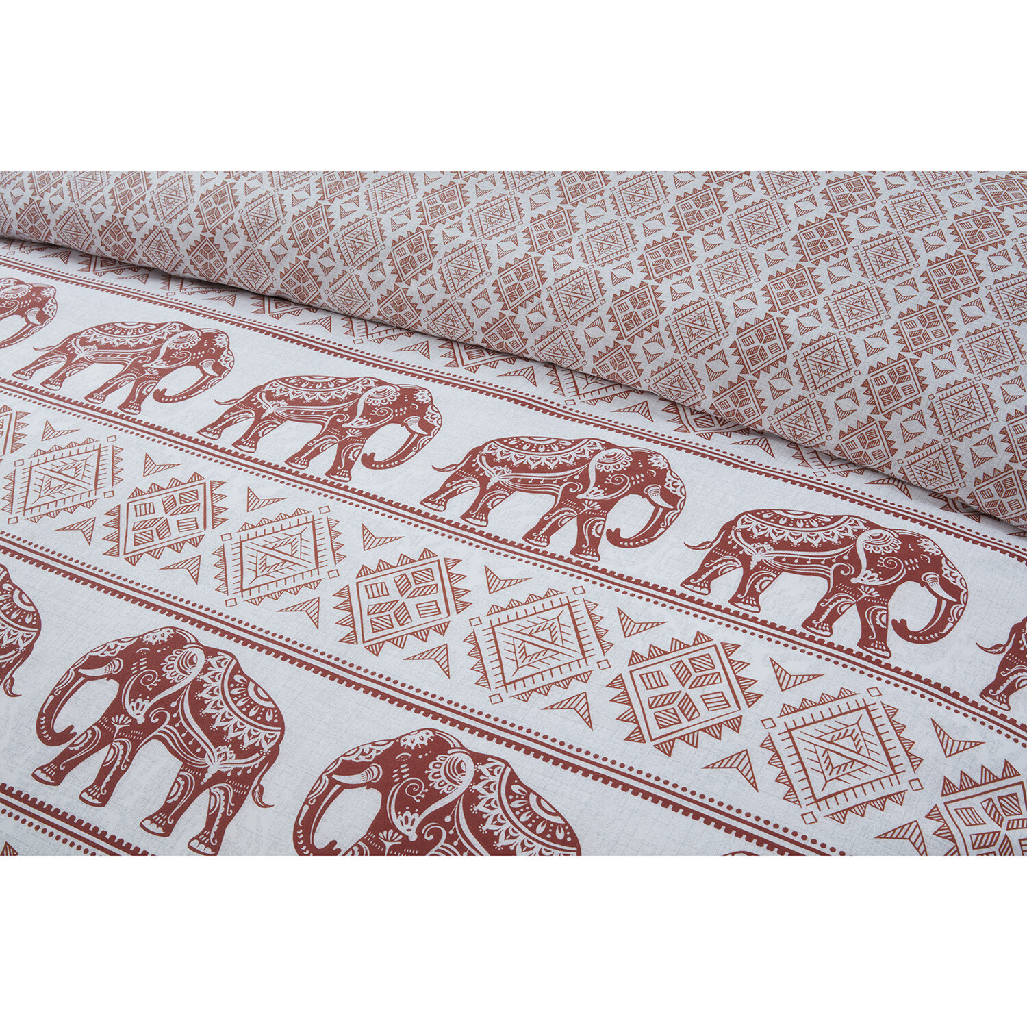 Hathi Elephant Duvet Cover and Pillowcase Set - Rust / Single Image 4