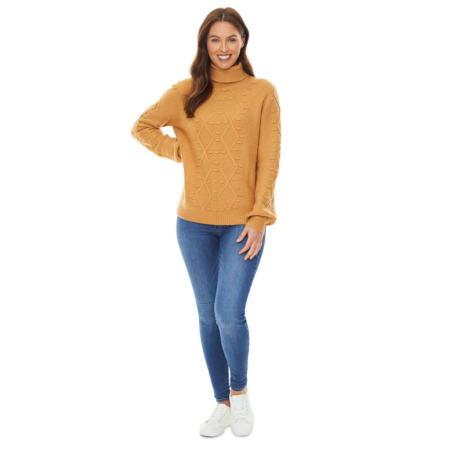 Ladies Knitted Roll Neck Jumper - Porcini / 10 Image 2