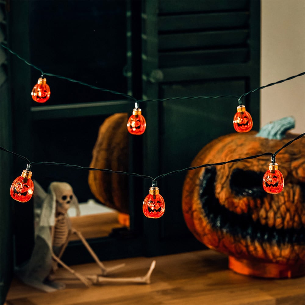 Living and Home Halloween Orange Sphere Pumpkin LED String Lights 5m Image 4