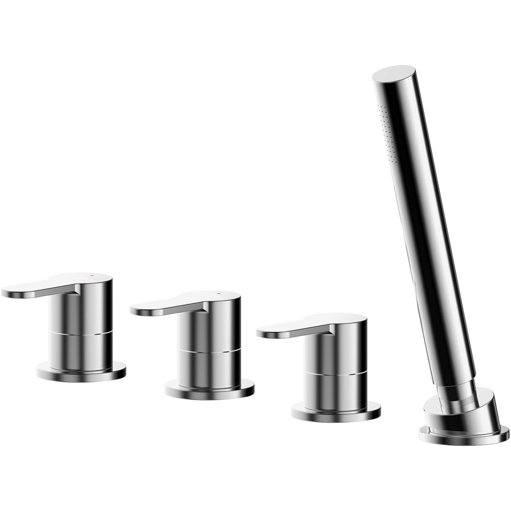 nuie Chrome Deck Mounted 4 Tap Hole Bath Shower Mixer Image 1