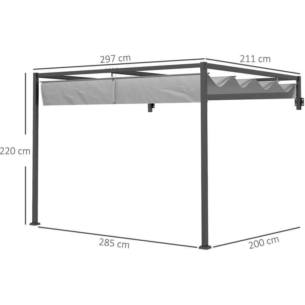 Outsunny 2 x 3m Retractable Lean to Pergola Image 7