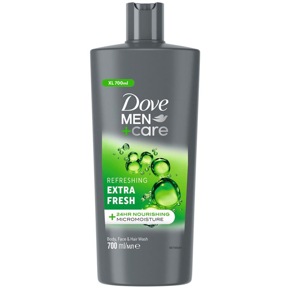 Dove Men + Care Refreshing Extra Fresh 3-in-1 Body Face and Hair Wash 700ml 12 Pack Image 2
