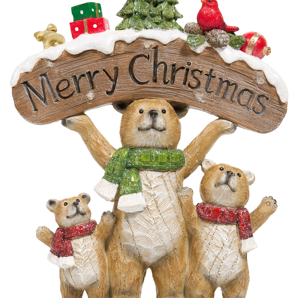 Light Up Merry Christmas Bear Family Ornament Image 5